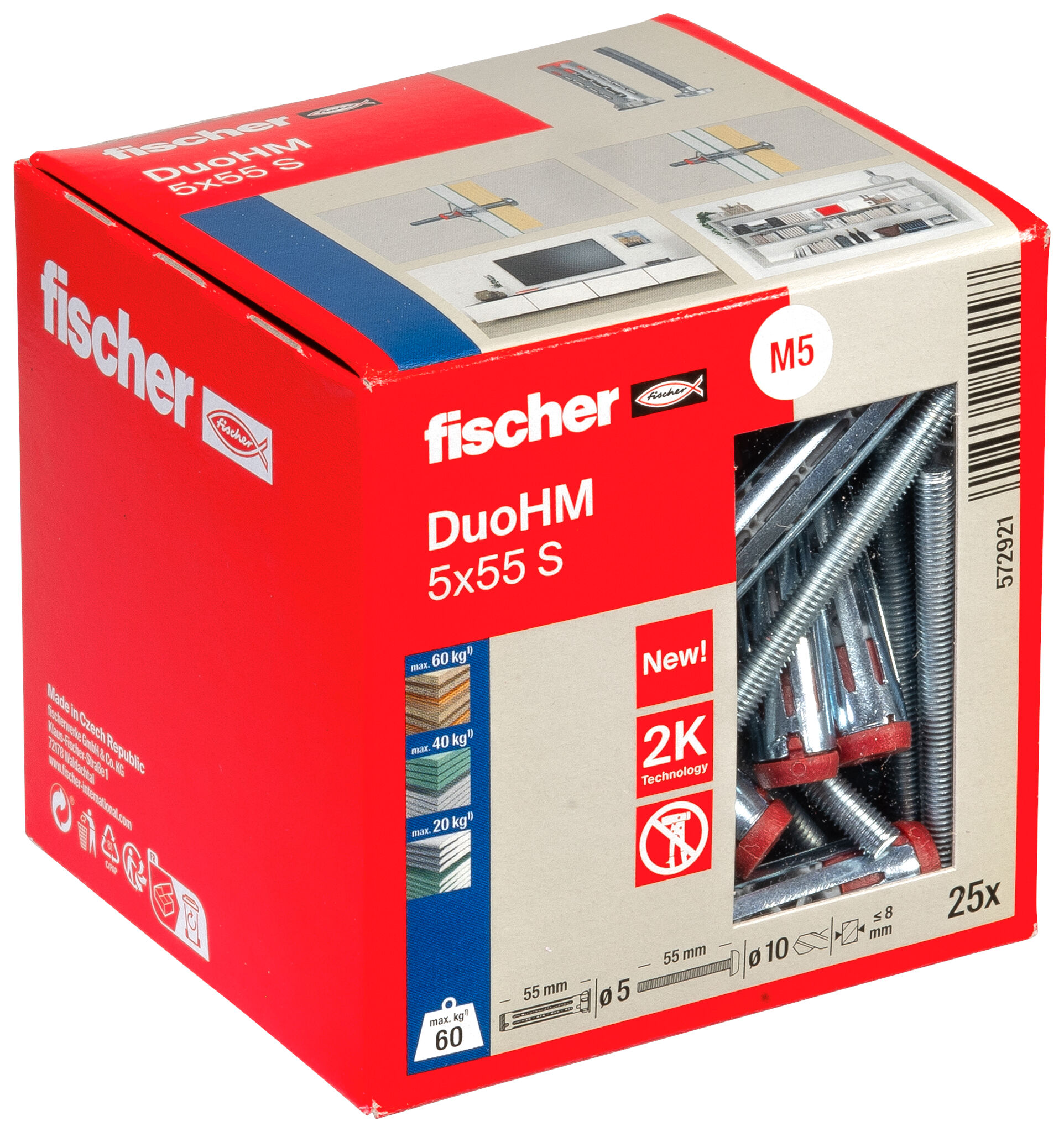 fischer cavity fixing DuoHM 5 x 55 S PH PZ, pan head screw, PZ-drive